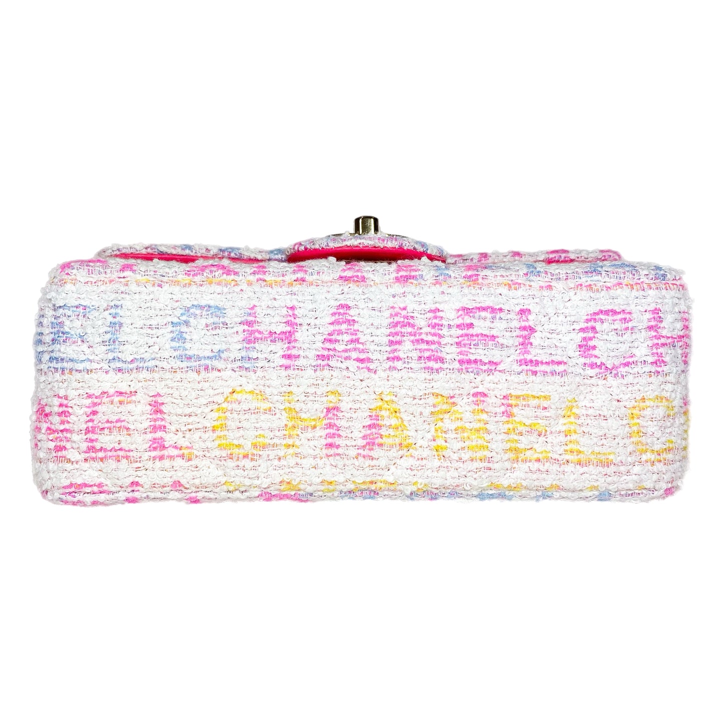 Chanel Quilted Pink Multicolor Tweed Mini Rectangular Flap Bag