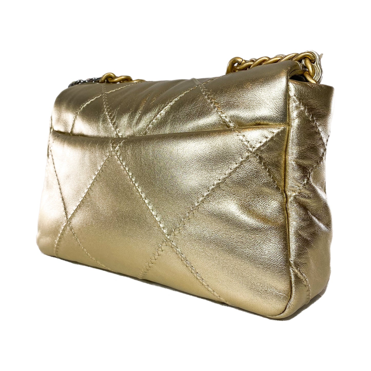 Chanel 19 Small Gold Quilted Flap Bag