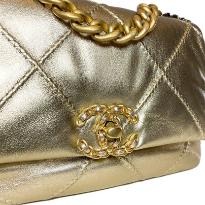Chanel 19 Small Gold Quilted Flap Bag