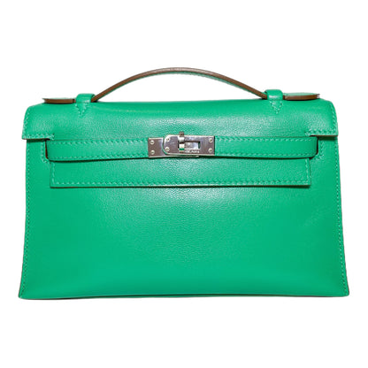 Hermes Kelly Pochette Menthe Chamkila Palladium Hardware