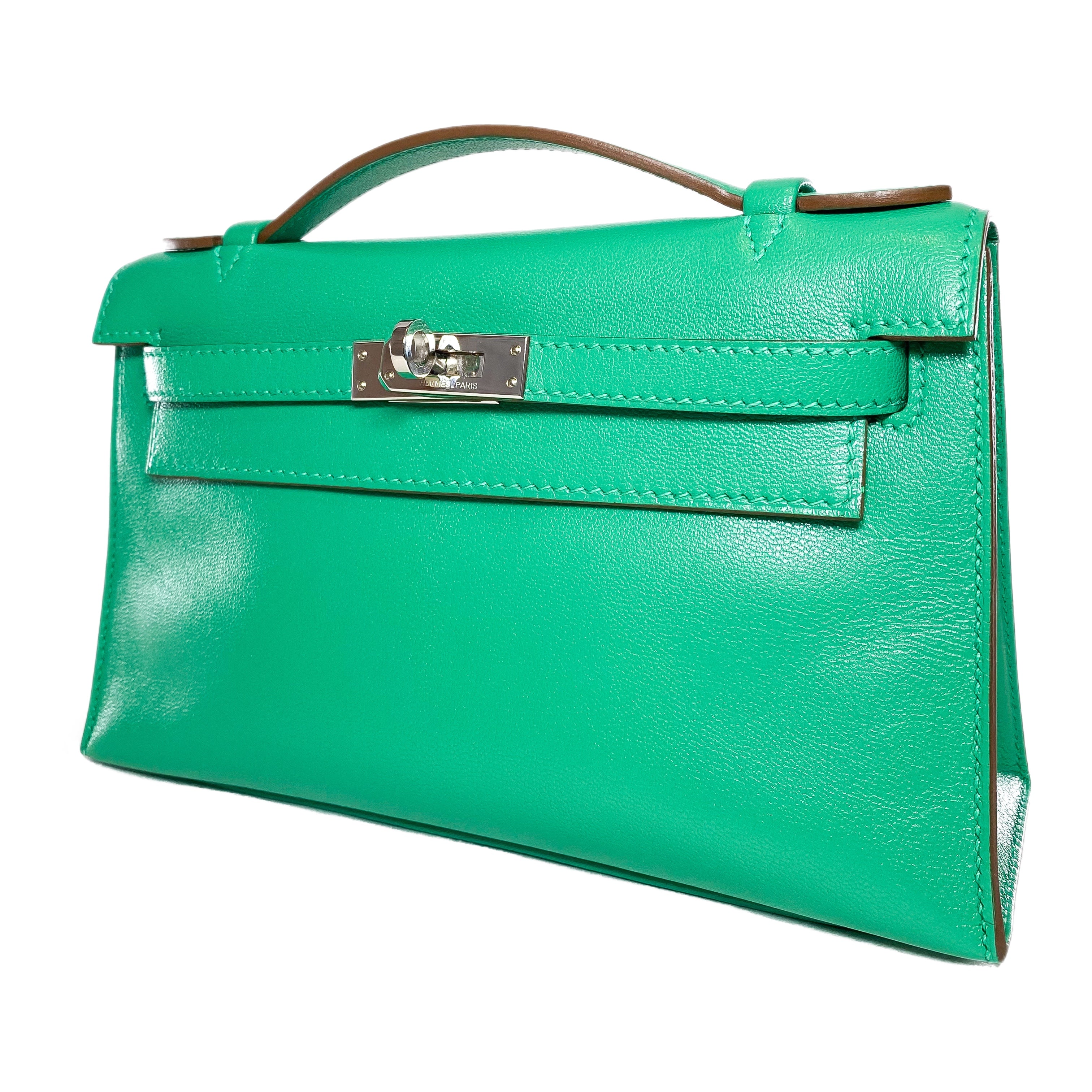 Hermes Kelly Pochette Menthe Chamkila Palladium Hardware – Consign