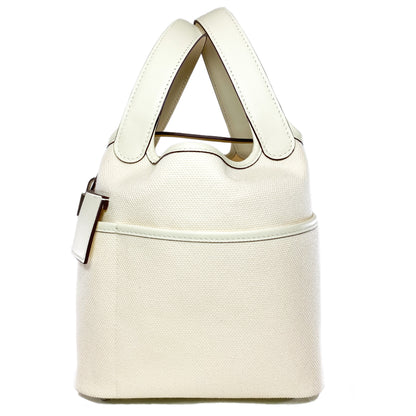 Hermes Picotin Lock 18 Nata Swift Toile Goeland Cargo Palladium Hardware