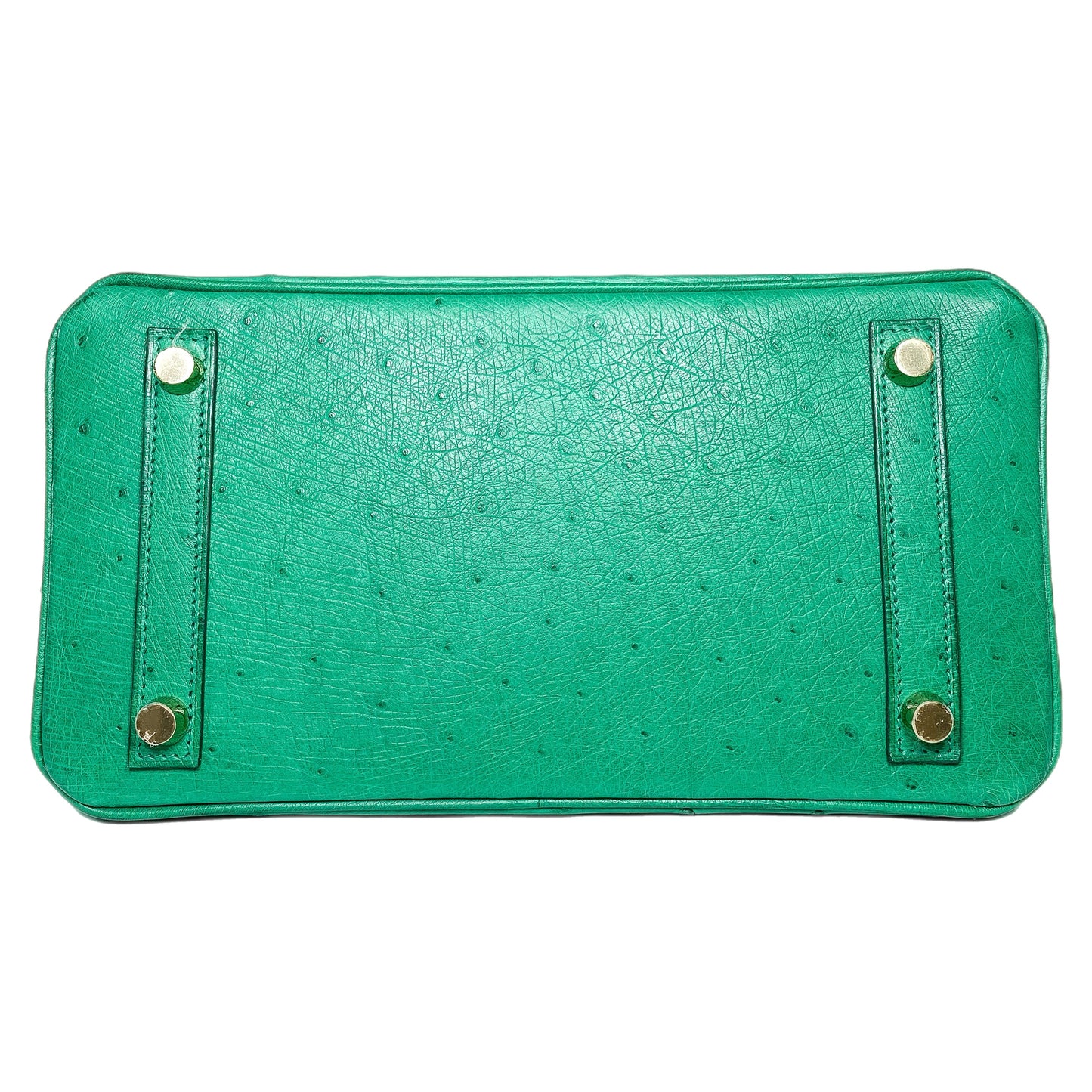 Hermes Birkin 25 Malachite Ostrich Special Order Horseshoe Stamp Brushed Gold Hardware