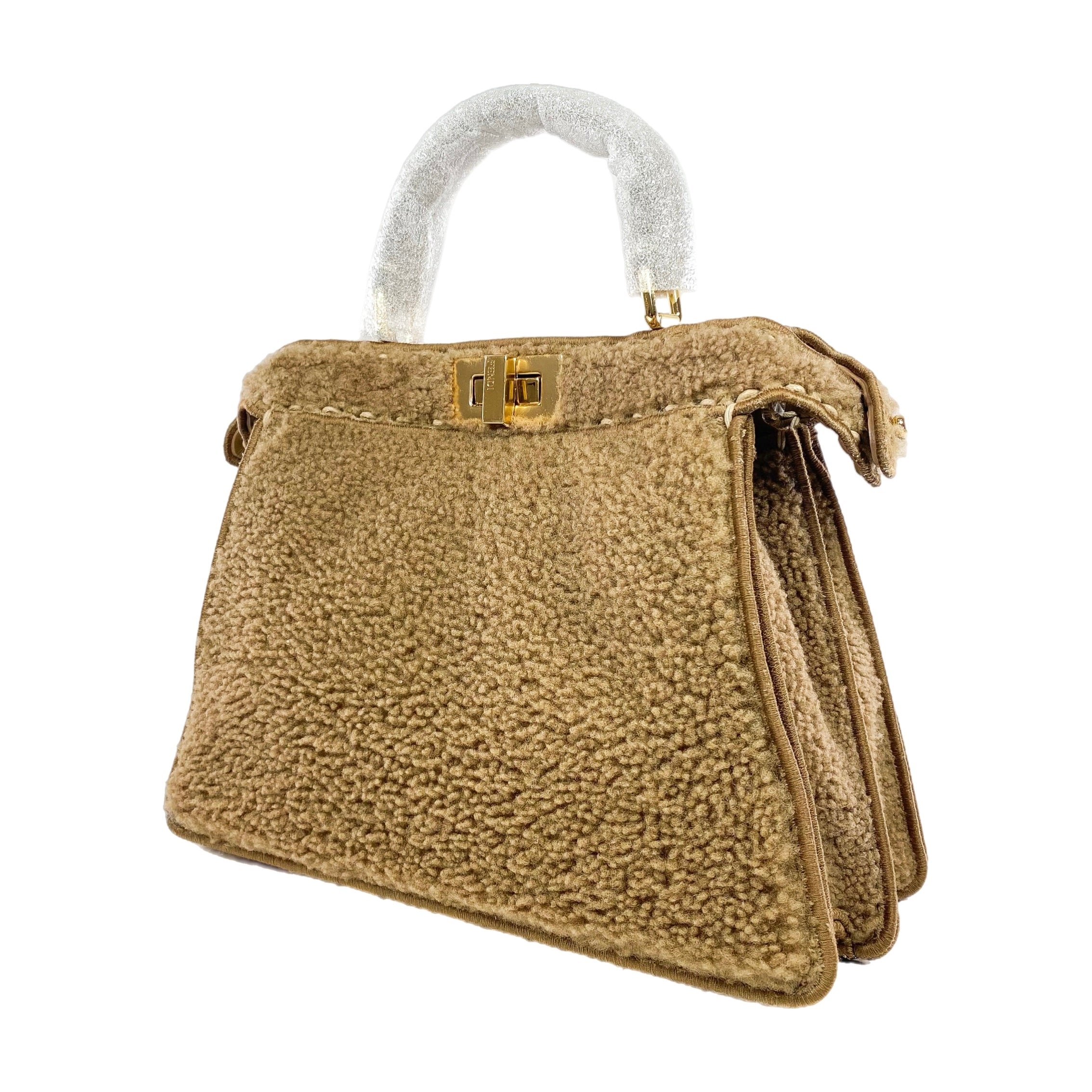 Fendi Small Camel Peekaboo ISeeU Shearling