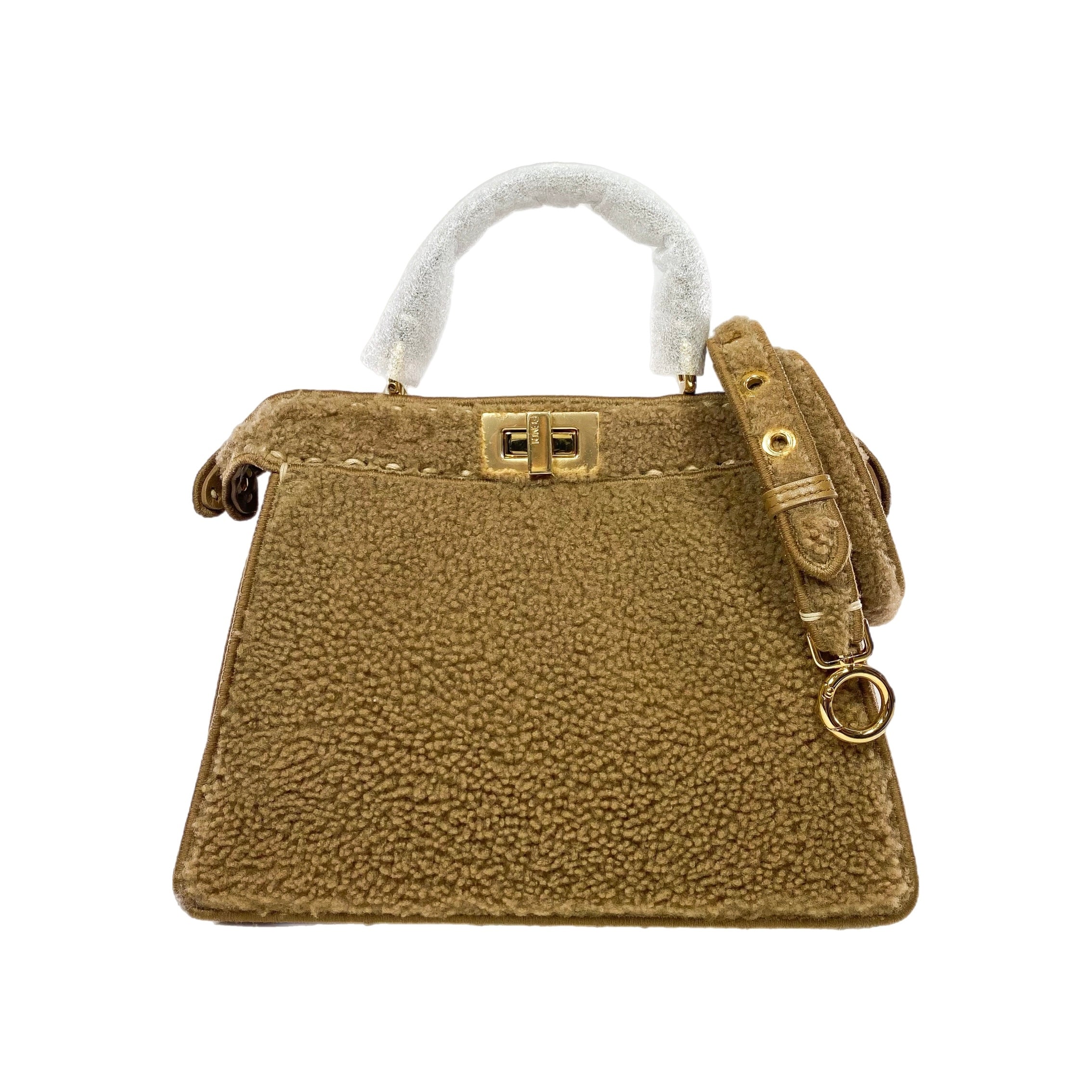 Fendi Small Camel Peekaboo ISeeU Shearling