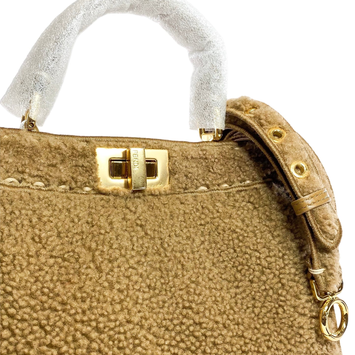Fendi Small Camel Peekaboo ISeeU Shearling