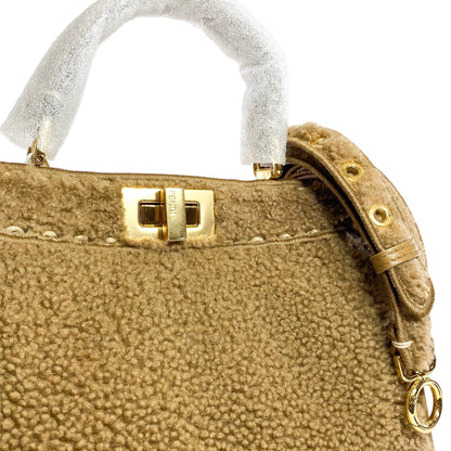 Fendi Small Camel Peekaboo ISeeU Shearling