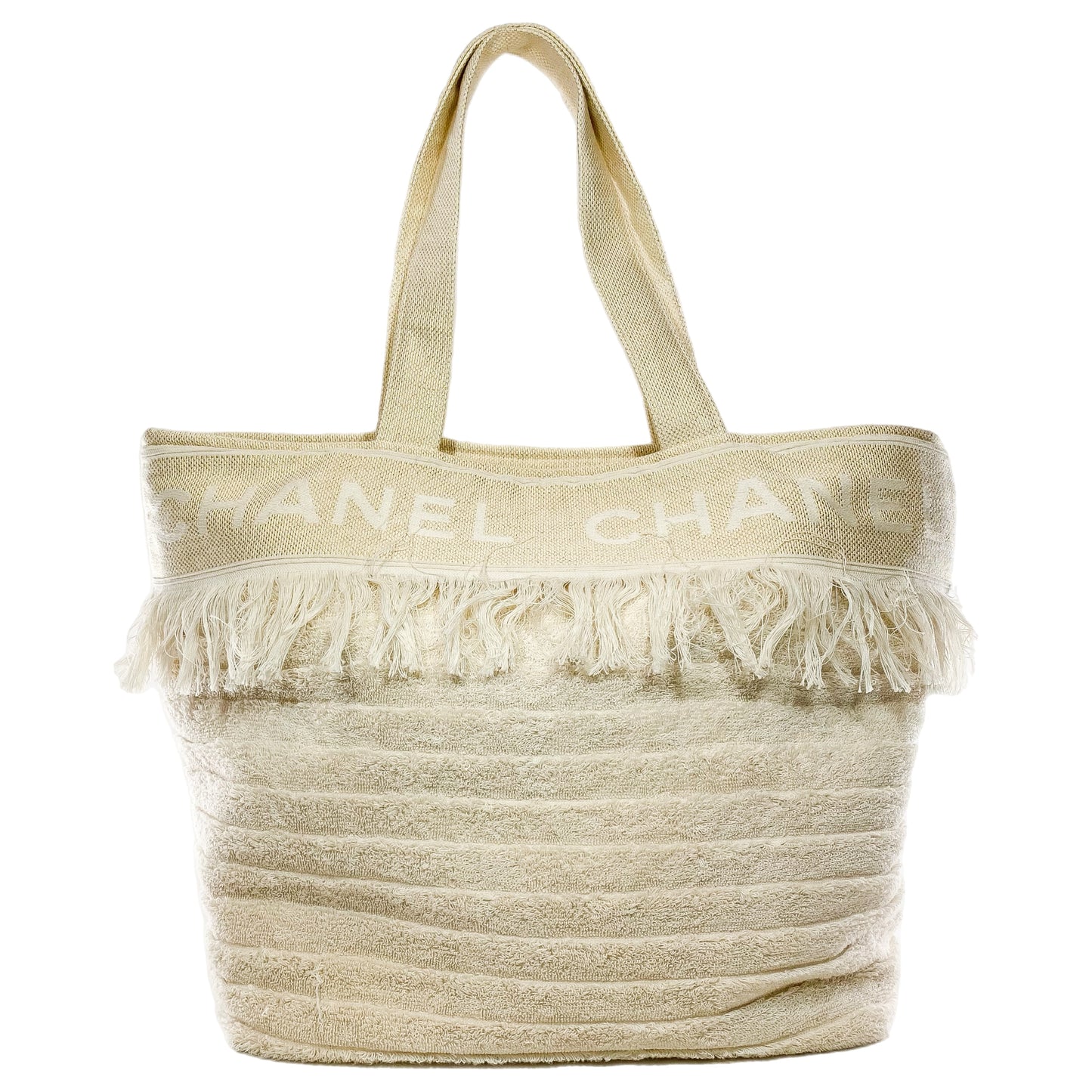 Chanel Ivory Terry Cloth Tote Beachwear Set