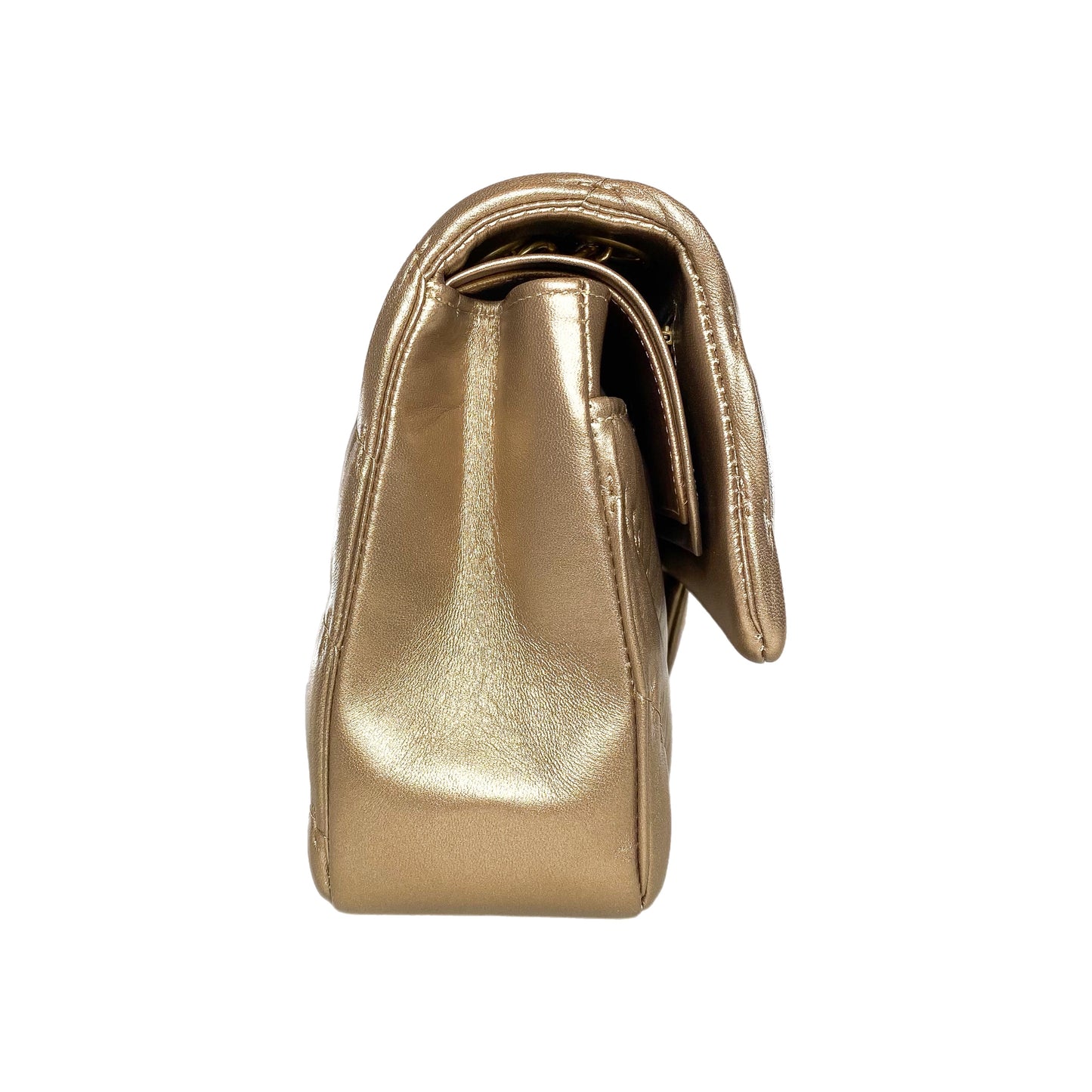 Chanel Gold Metallic Plisse Medium Double Flap Bag