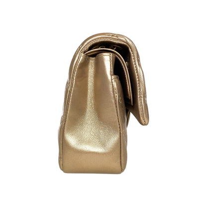 Chanel Gold Metallic Plisse Medium Double Flap Bag