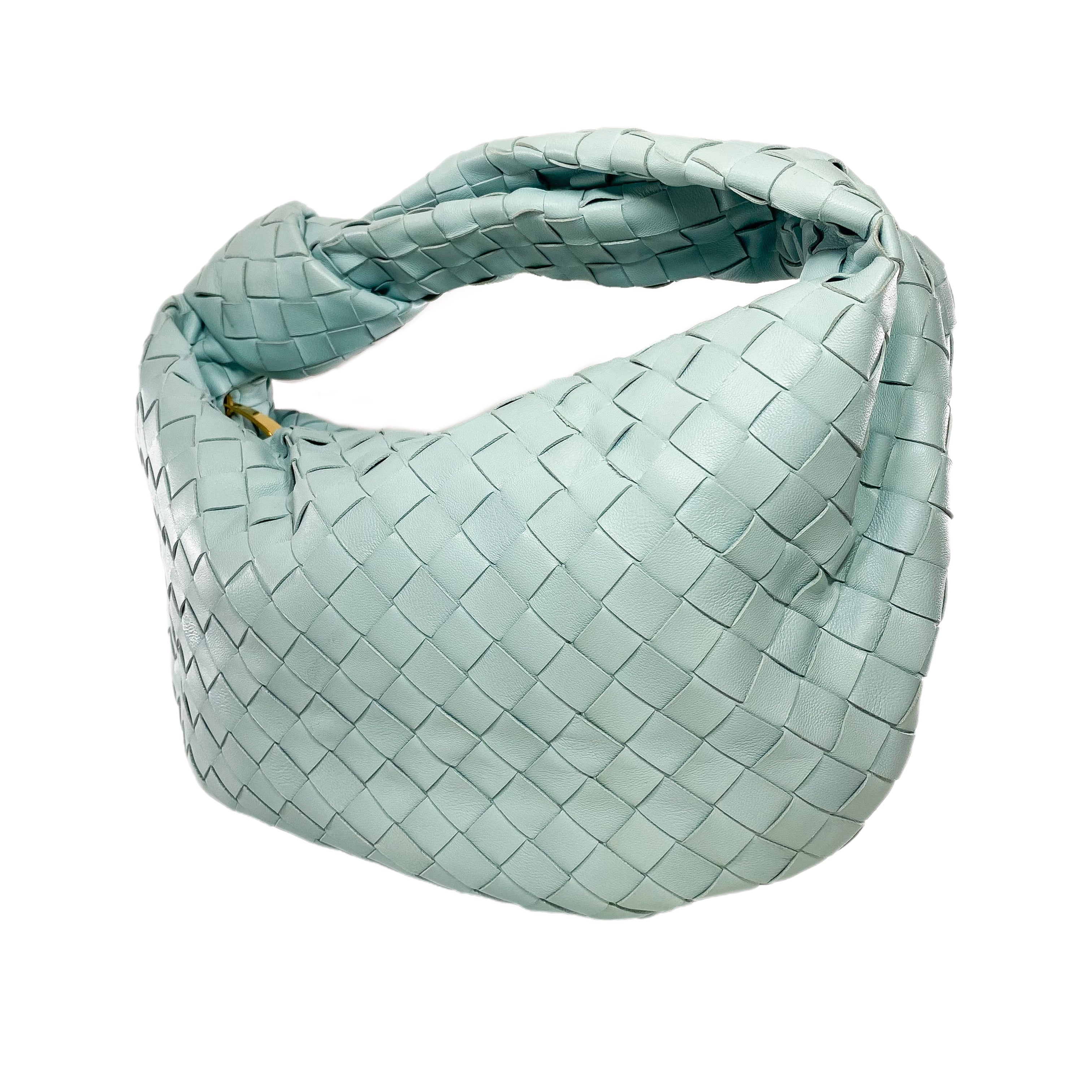 【BOTTEGA VENETA】Leather Jodie Bag Teal Washed Bottega Veneta Jodie Teen Teal Washed in Lambskin Leather