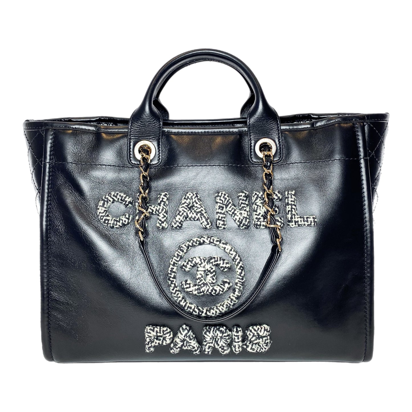 Chanel Black Tweed Deauville with Pouch