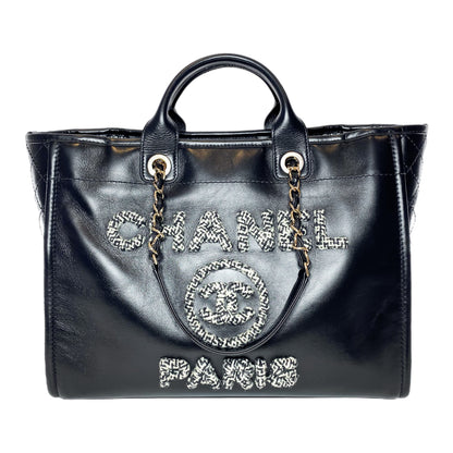 Chanel Black Tweed Deauville with Pouch
