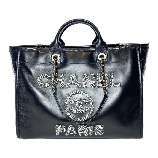 Chanel Black Tweed Deauville with Pouch
