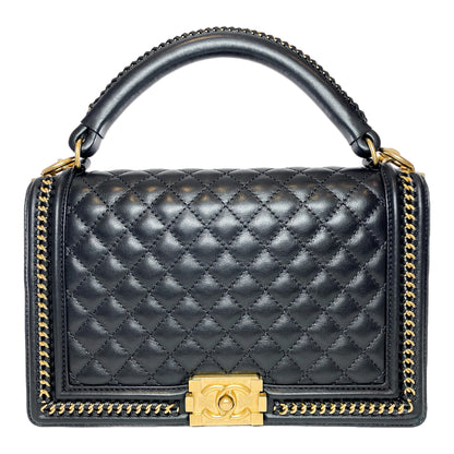 Chanel Black New Medium Chain Around Top Handle Boy Bag