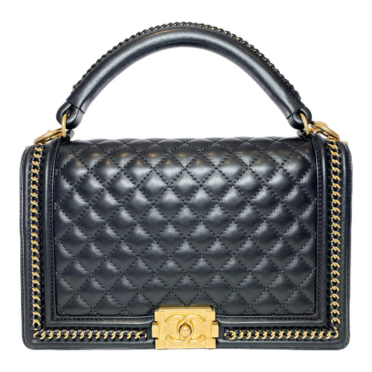 Chanel Black New Medium Chain Around Top Handle Boy Bag