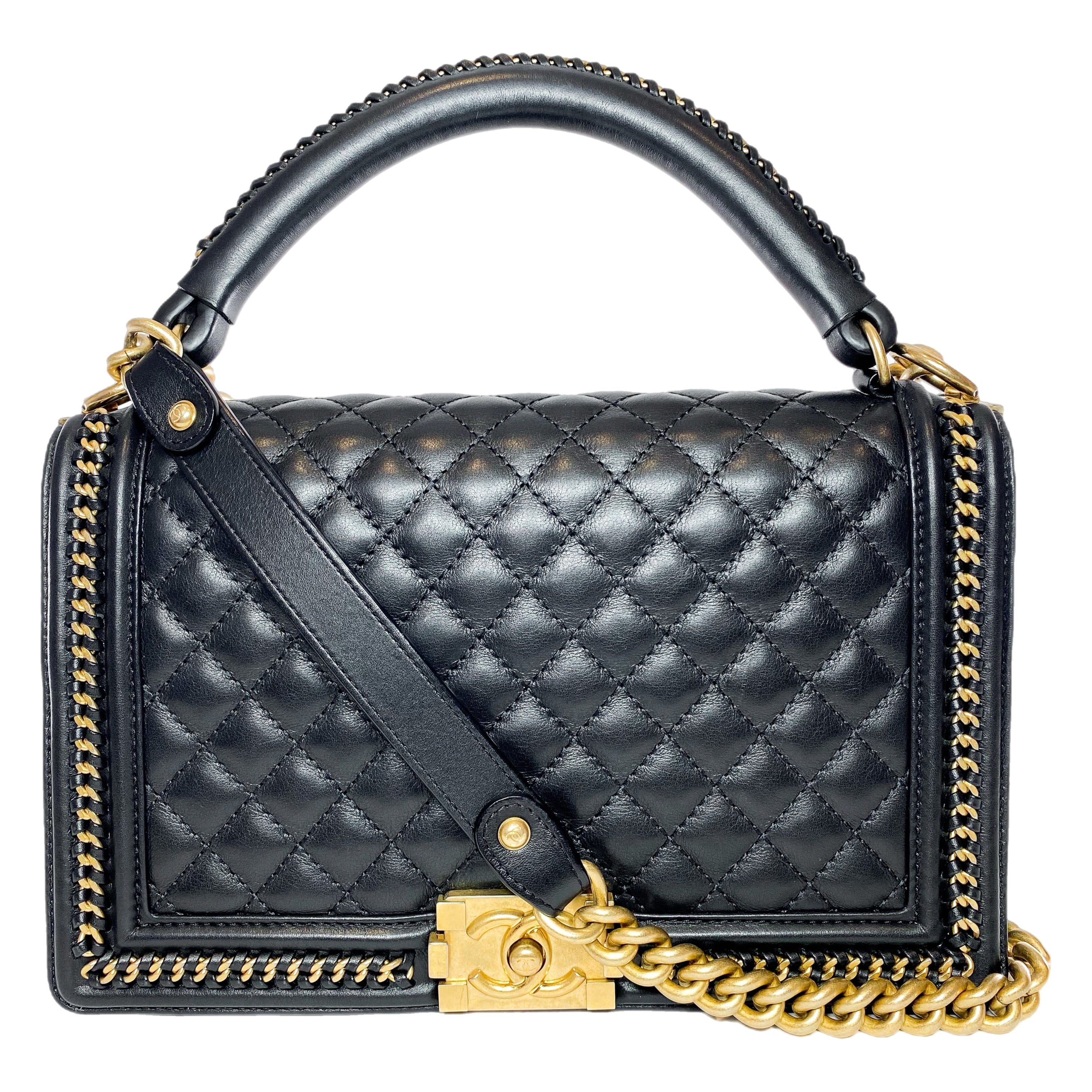Chanel Black New Medium Chain Around Top Handle Boy Bag – Consign