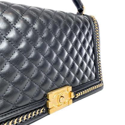 Chanel Black New Medium Chain Around Top Handle Boy Bag