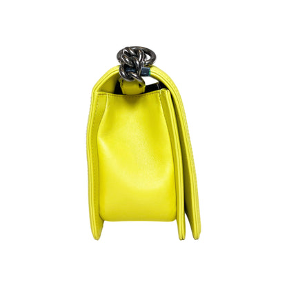 Chanel Chartreuse Old Medium Chevron Boy Bag