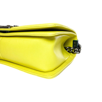 Chanel Chartreuse Old Medium Chevron Boy Bag