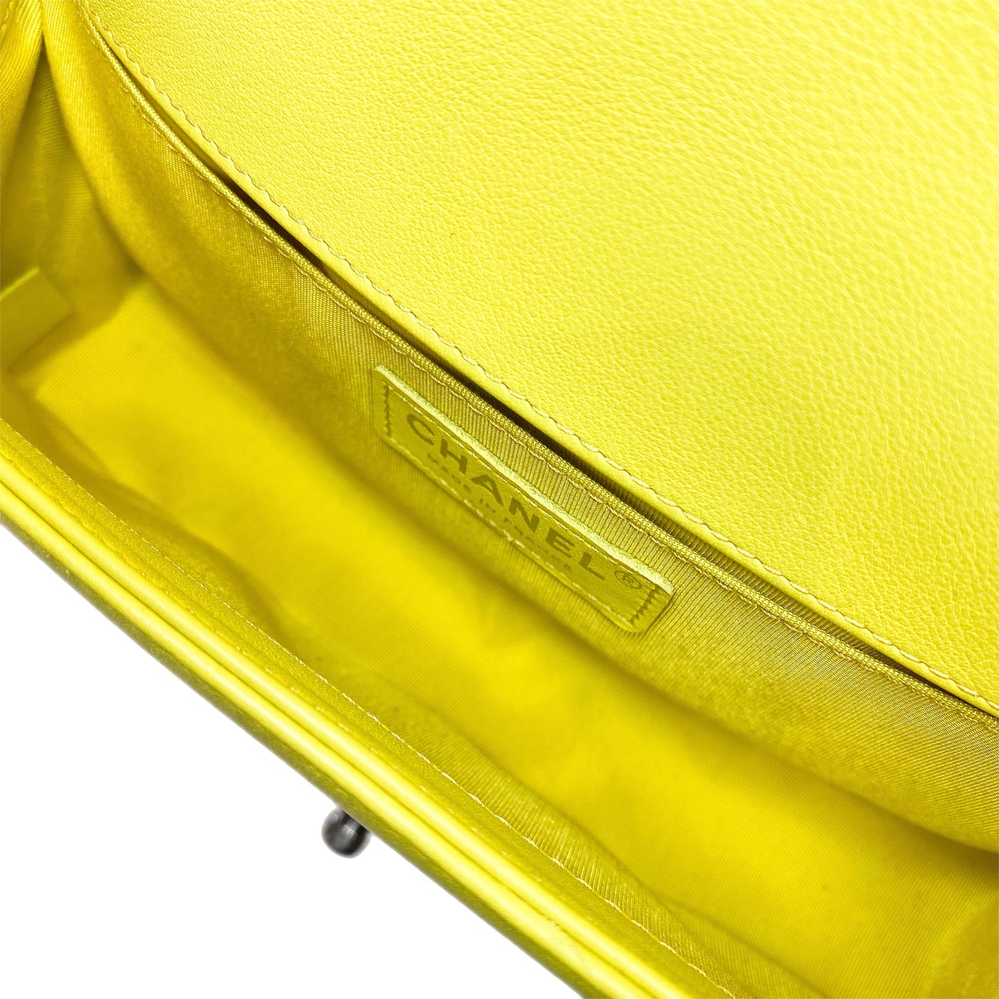 Chanel Chartreuse Old Medium Chevron Boy Bag