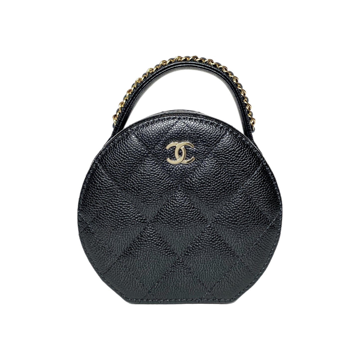 Chanel Black Round Top Handle Jewelry Box