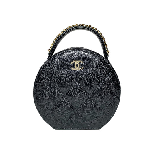 Chanel Black Round Top Handle Jewelry Box