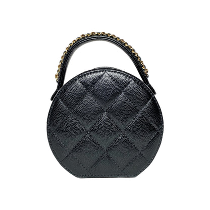 Chanel Black Round Top Handle Jewelry Box