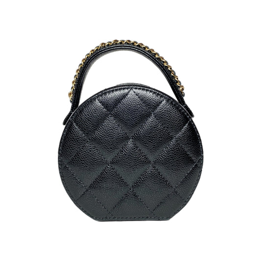 Chanel Black Round Top Handle Jewelry Box