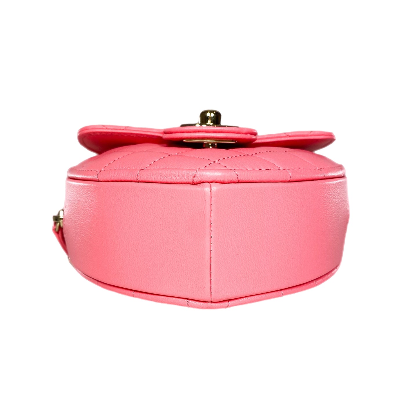 Chanel Pink CC In Love Heart Clutch with Chain