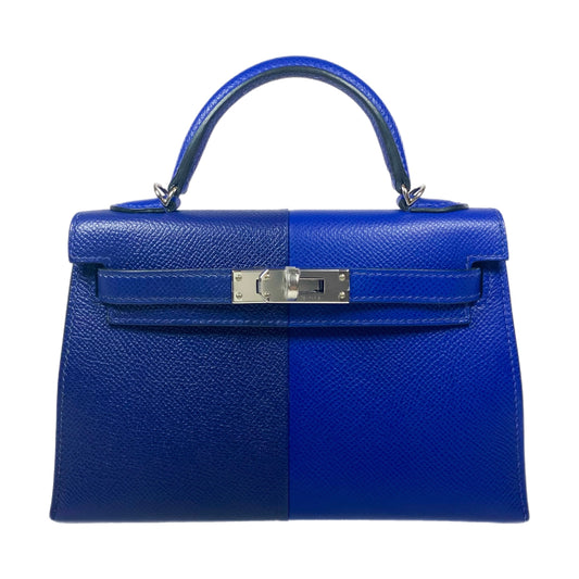 Hermes Mini Kelly 20 Bleu Encre Bleu Electric Palladium Hardware