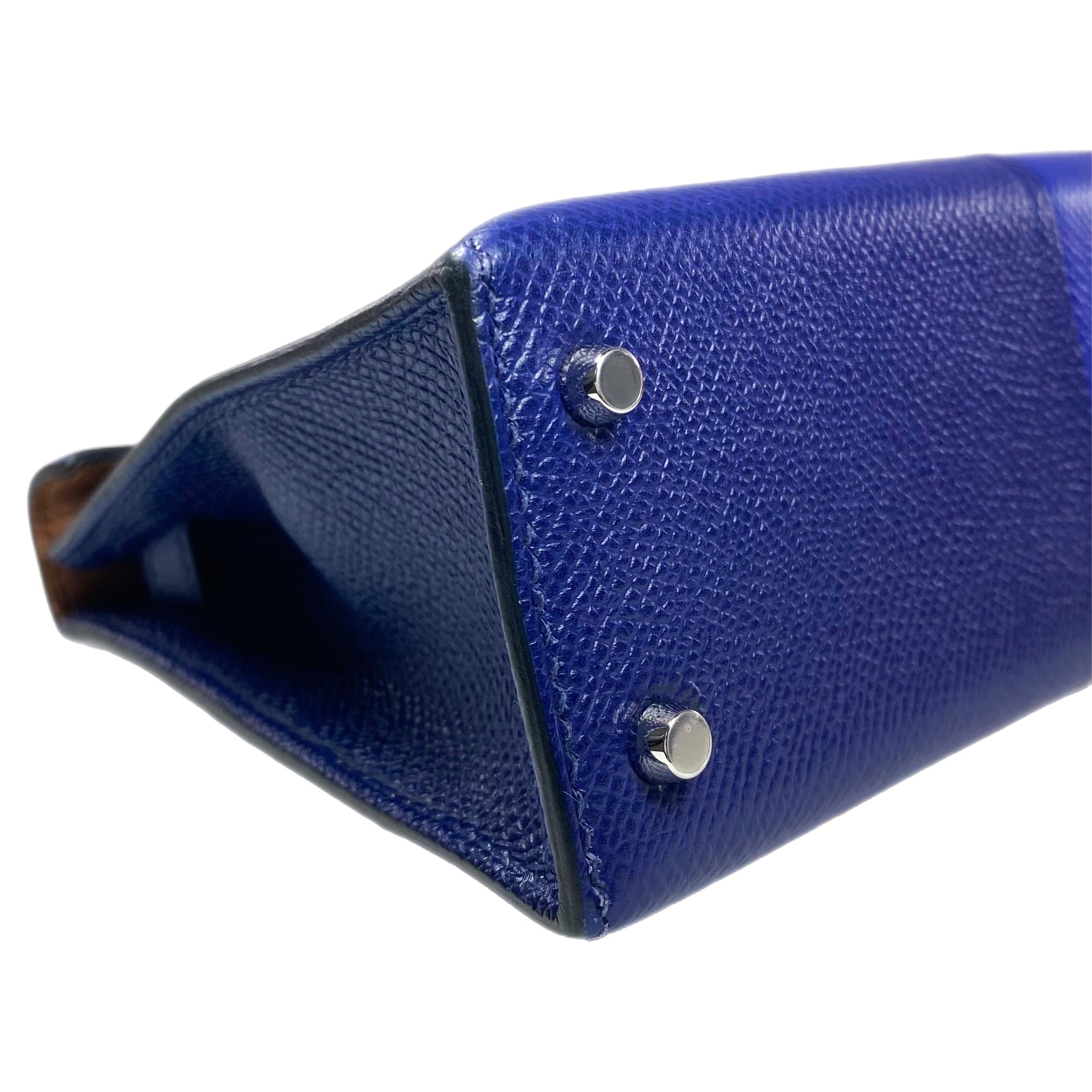 Hermes Mini Kelly 20 Bleu Encre Bleu Electric Palladium Hardware