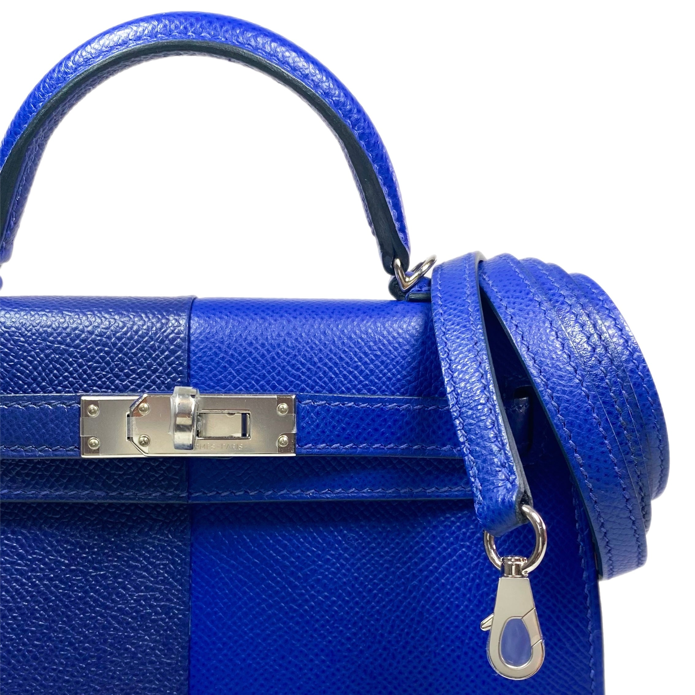 Hermes Mini Kelly 20 Bleu Encre Bleu Electric Palladium Hardware