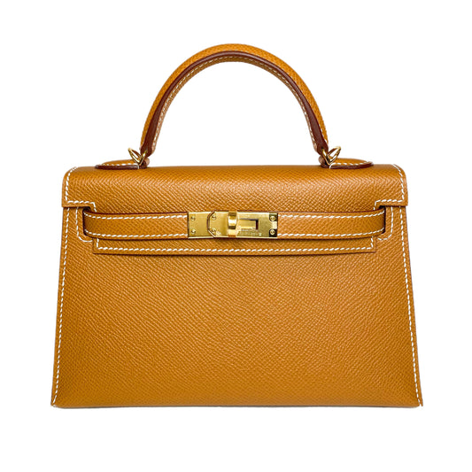 Hermes Mini Kelly 20 Gold Epsom Gold Hardware