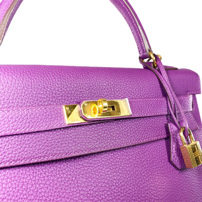 Hermes Kelly 32 Anemone Togo Gold Hardware