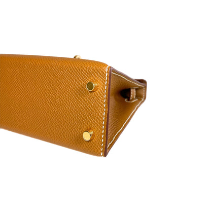 Hermes Mini Kelly 20 Gold Epsom Gold Hardware