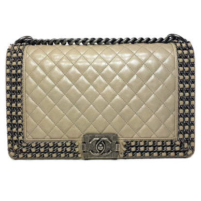 Chanel Beige New Medium Chained Boy Flap Bag