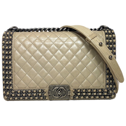 Chanel Beige New Medium Chained Boy Flap Bag