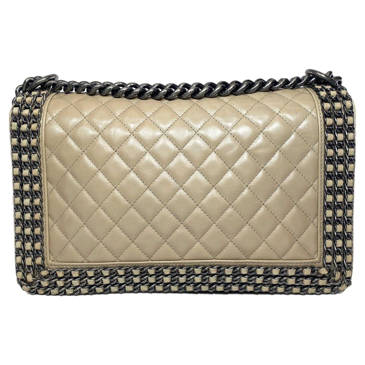 Chanel Beige New Medium Chained Boy Flap Bag