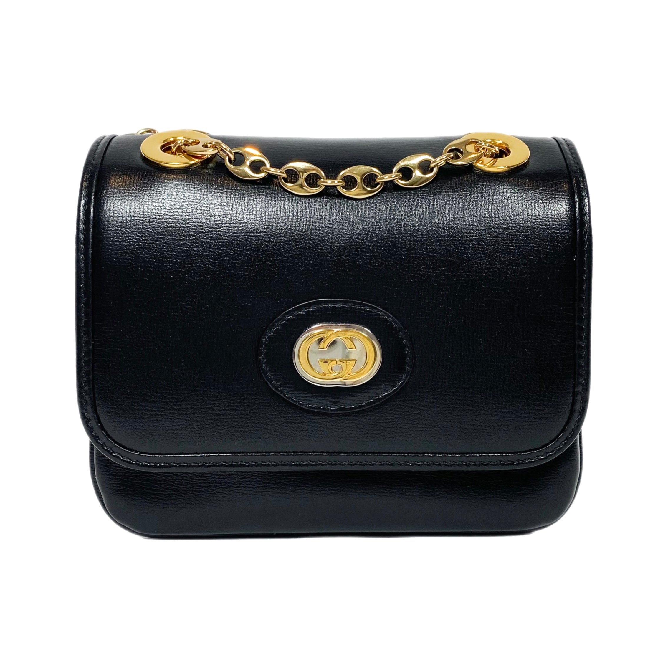 Gucci Black Mini Marina Azalea Chain Shoulder Bag