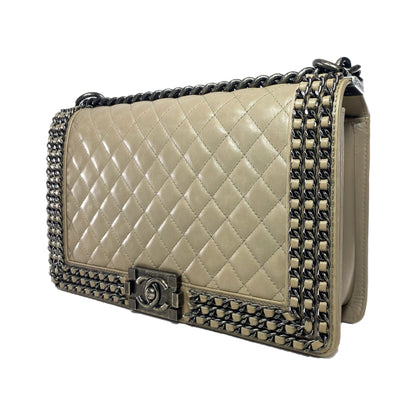 Chanel Beige New Medium Chained Boy Flap Bag