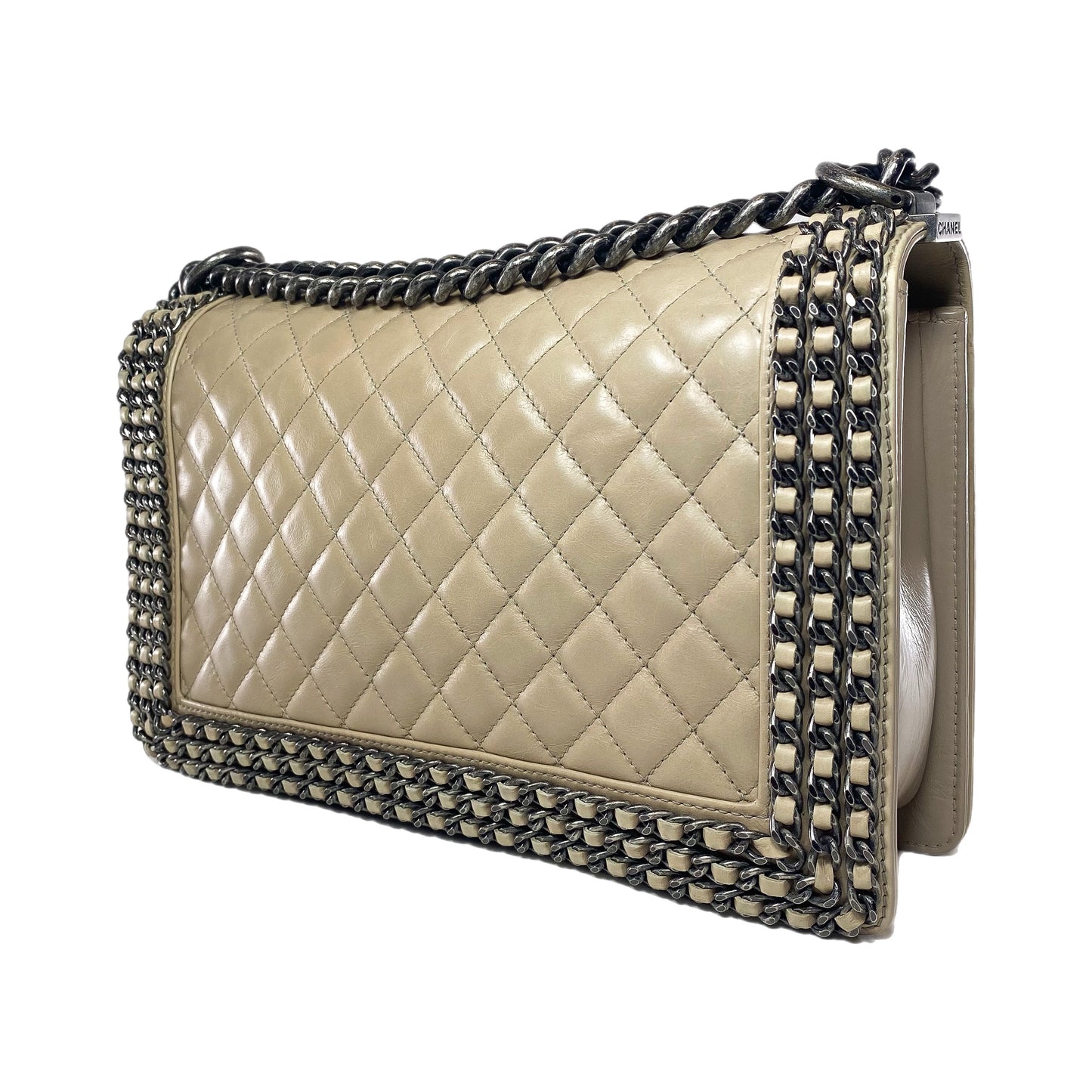 Chanel Beige New Medium Chained Boy Flap Bag