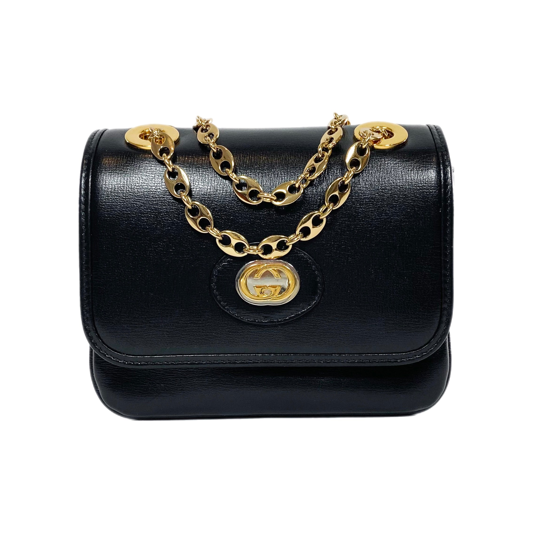 Gucci Black Mini Marina Azalea Chain Shoulder Bag