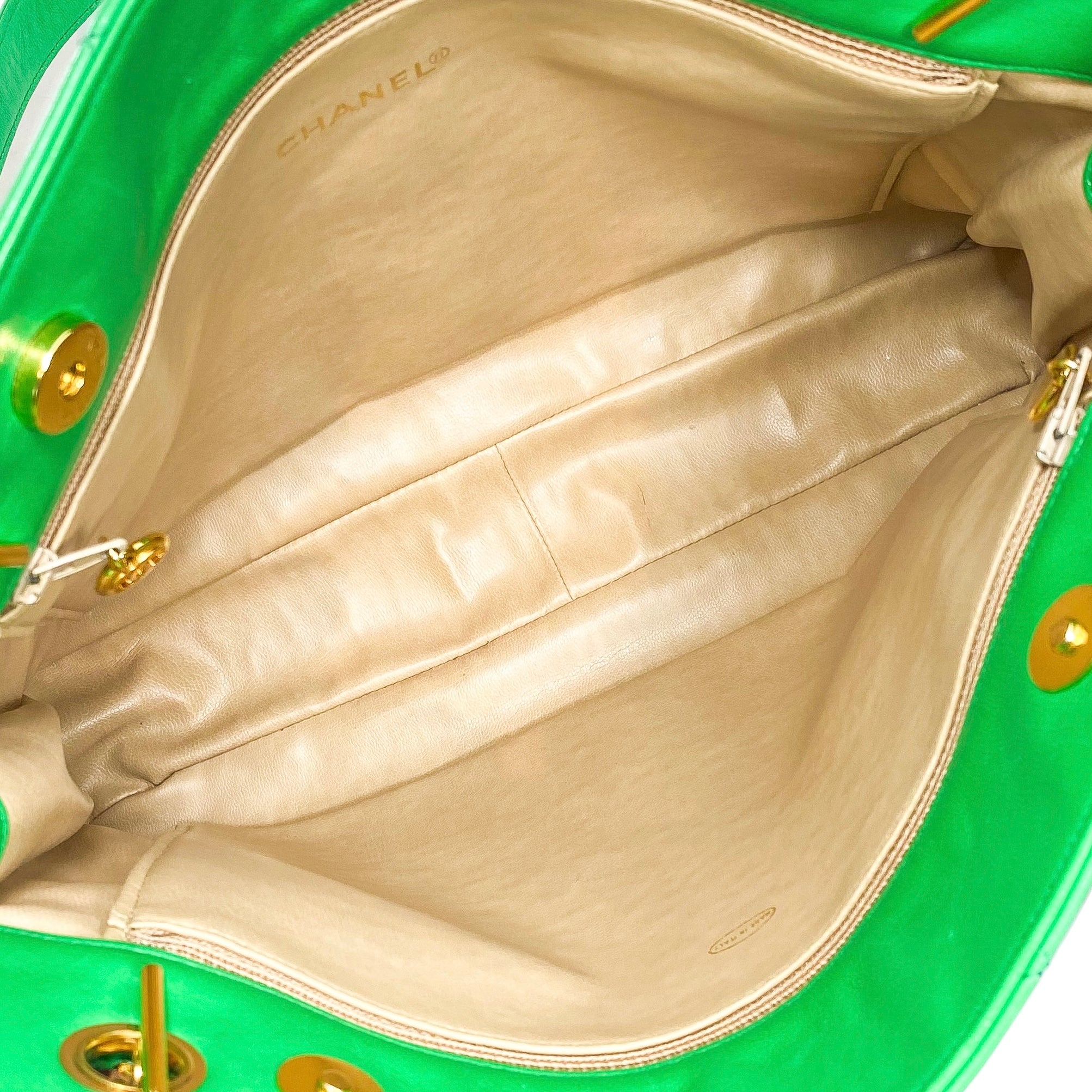 Chanel Green Lambskin Vintage Shoulder Bag