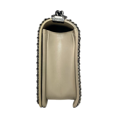 Chanel Beige New Medium Chained Boy Flap Bag