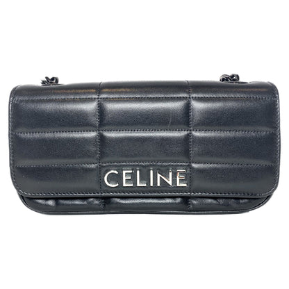 Celine Black Matelasse Monochrome Chain Shoulder Bag
