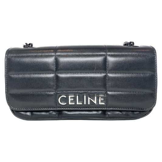 Celine Black Matelasse Monochrome Chain Shoulder Bag