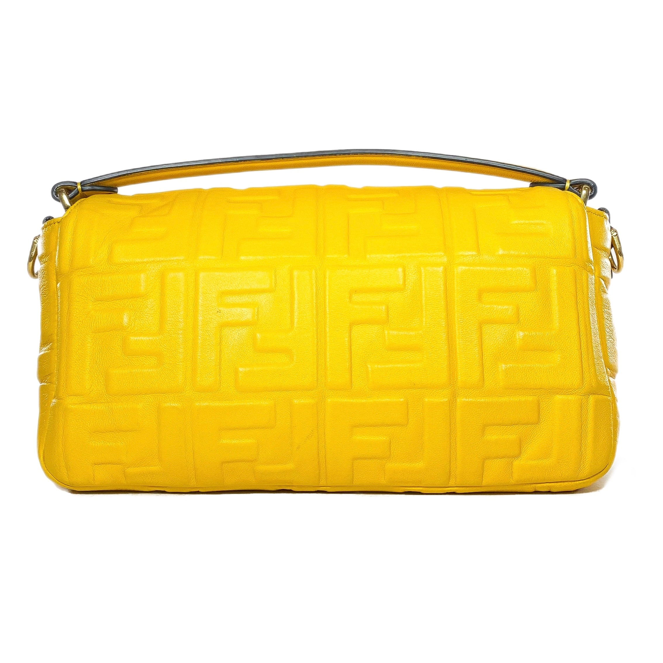 Fendi Yellow Logo Embossed Baguette