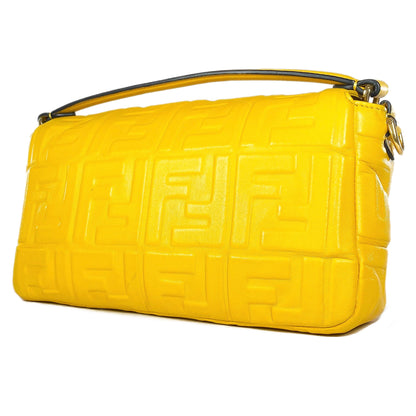 Fendi Yellow Logo Embossed Baguette