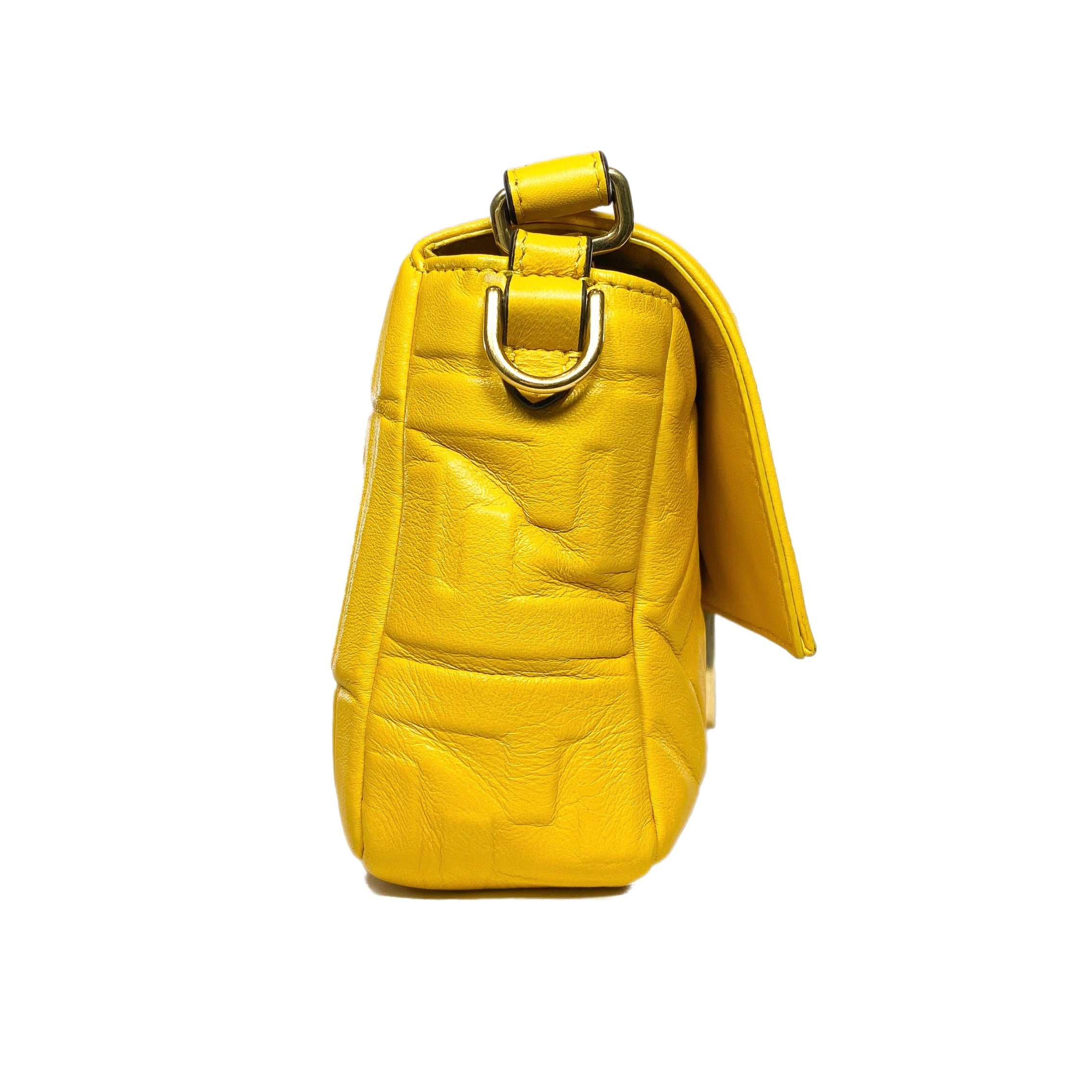 Fendi Yellow Logo Embossed Baguette